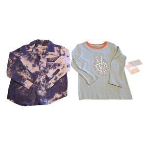DotDotSmile Limited Bundle Size 3/4 Tie-Dye Button Up & Peace Tee Kids Unisex